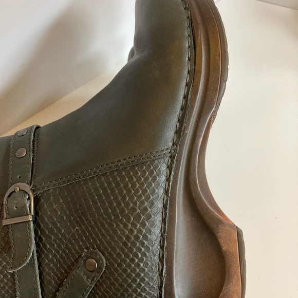 Sanita Gray Leather Zip Scaled Heel Rubber Clog Boots Women’s Size 40 - Picture 7 of 8